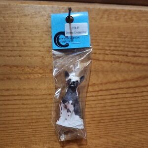 Conversation Concept Chinese Crested Mini Hand Painted Figurine Vintage Dog Doll